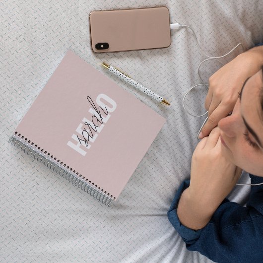 パステルモダンピンクハローとお名前 ノートブック