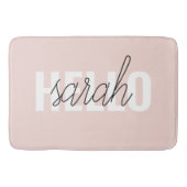 パステルモダンピンクハローとお名前 バスマット (正面)
