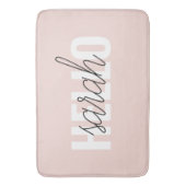 パステルモダンピンクハローとお名前 バスマット (正面縦)