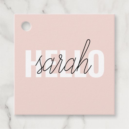 パステルモダンピンクハローとお名前 フェイバータグ (正面)