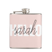 パステルモダンピンクハローとお名前 フラスク (正面)