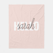 パステルモダンピンクハローとお名前 フリースブランケット (正面)