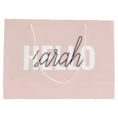 パステルモダンピンクハローとお名前 ラージペーパーバッグ (裏面)