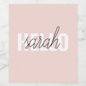 パステルモダンピンクハローとお名前 ワインラベル (シングルラベル)