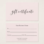 パステルモダンピンクビジネスギフト券 (正面&裏面)