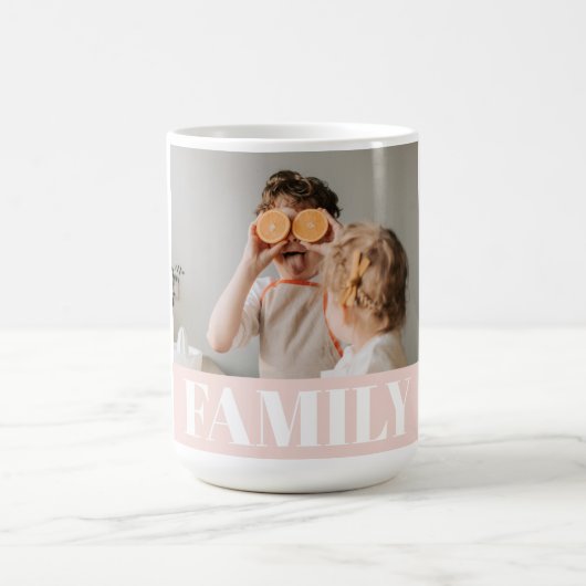 パステルモダンピンクファミリーフォトギフト コーヒーマグカップ (中央)
