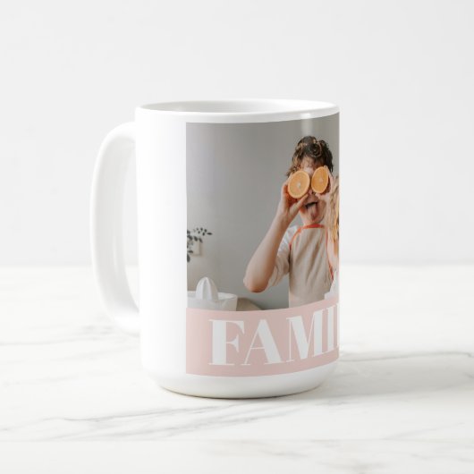 パステルモダンピンクファミリーフォトギフト コーヒーマグカップ (正面左)
