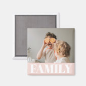パステルモダンピンクファミリーフォトギフト マグネット (正面/裏面)