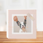 パステルモダンピンクフレーム |個人用の犬の写真 ウッドボックスサイン<br><div class="desc">パステルモダンピンクフレーム |個人用の犬の写真</div>
