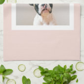 パステルモダンピンクフレーム |個人用の犬の写真 キッチンタオル (折り畳み)