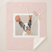 パステルモダンピンクフレーム |個人用の犬の写真 シェルパブランケット (正面)