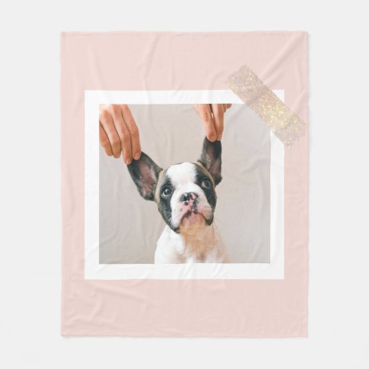 パステルモダンピンクフレーム |個人用の犬の写真 フリースブランケット (正面)