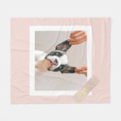 パステルモダンピンクフレーム |個人用の犬の写真 フリースブランケット (正面(横))