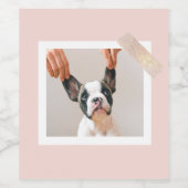 パステルモダンピンクフレーム |個人用の犬の写真 ワインラベル (シングルラベル)