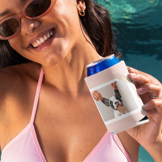 パステルモダンピンクフレーム |個人用の犬の写真 缶クーラー