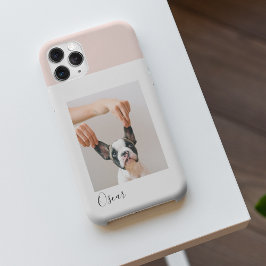 パステルモダンピンクフレーム |個人用の犬の写真 iPhone 11Pro MAXケース