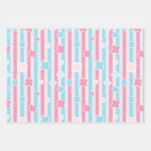 パステルモダンピンクブルーベビーシャワー ラッピングペーパーシート (正面)