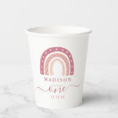 パステルモダンピンクボホレインボーファースト誕生日 紙コップ (正面)