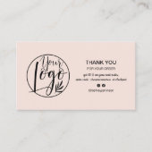 パステルモダンピンクミニマリストのロ感謝していオ順 名刺 (正面)