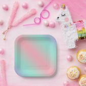 パステルモダンピンクミントパープル勾配 ペーパープレート (パーティー)