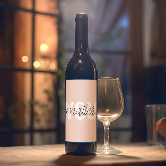 パステルモダンピンクユーマターインスピレーション引用文 ワインラベル