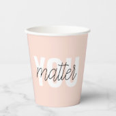 パステルモダンピンクユーマターインスピレーション引用文 紙コップ (正面)