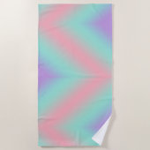 パステルモダンピンクライトグリーン紫グラデーション ビーチタオル (正面)