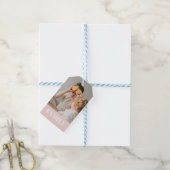 パステルモダンピンクラブ家族写真 ギフトタグ (より糸付き)