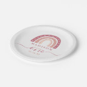 パステルモダンピンクレインボーファースト誕生日 ペーパープレート (アングル)