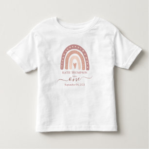 パステルモダンピンクレインボーホファースト誕生日 トドラーTシャツ