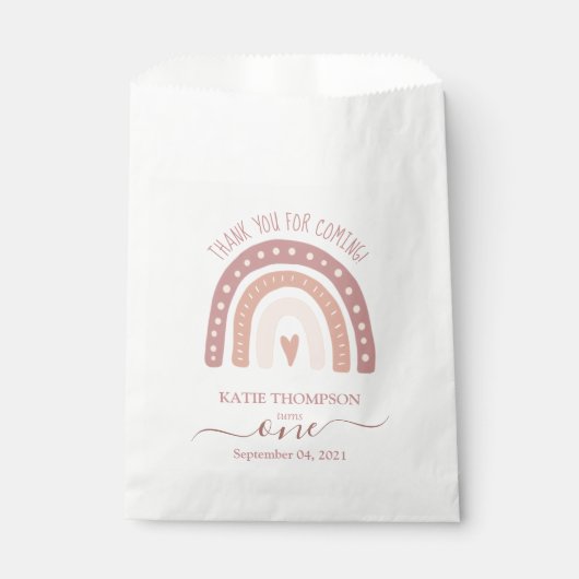 パステルモダンピンクレインボーホファースト誕生日 フェイバーバッグ (正面)
