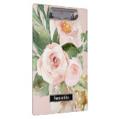 パステルモダンピンク水彩花と名前 クリップボード (右)