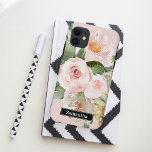 パステルモダンピンク水彩花と名前 iPhone 11 ケース<br><div class="desc">パステルモダンピンク水彩花と名前</div>