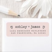 パステルモダンピンク結婚ズ差出人住所ラベル ラベル (インサイチュ)