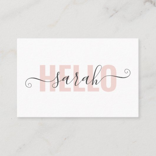 パステルモダンピンク美しいこんにちは 名刺 (正面)