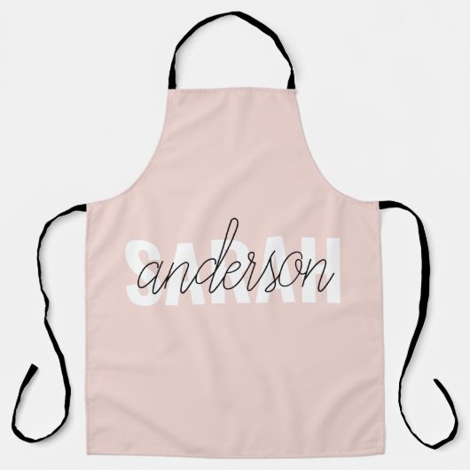 パステルモダンピンク美しいユーパーソナライズされたネーム エプロン (正面)