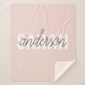 パステルモダンピンク美しいユーパーソナライズされたネーム シェルパブランケット (正面)