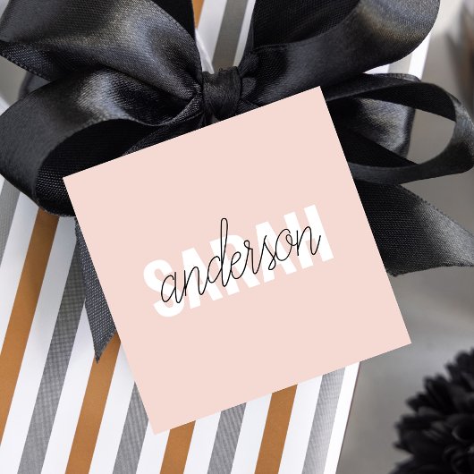 パステルモダンピンク美しいユーパーソナライズされたネーム フェイバータグ
