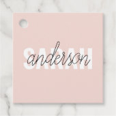パステルモダンピンク美しいユーパーソナライズされたネーム フェイバータグ (正面)