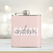 パステルモダンピンク美しいユーパーソナライズされたネーム フラスク