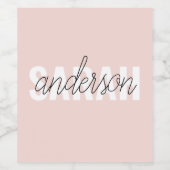 パステルモダンピンク美しいユーパーソナライズされたネーム ワインラベル (シングルラベル)