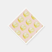 パステルモダンピンク&イエローレモンのパターン スタンダードカクテルナプキン (角)