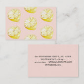 パステルモダンピンク&イエローレモンのパターン 名刺 (正面/裏面)