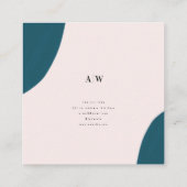 パステルモダンピンク、ティール(緑がかった色)、およびホワイトブラシストローク スクエア名刺 (裏面)