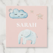 パステルモダンピンク&ブルーのチャイルド名 フェイバータグ (正面)