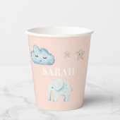 パステルモダンピンク&ブルーのチャイルド名 紙コップ (正面)