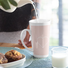 パステルモダンピンク&ミニマルハートラブリーギフト カフェラテマグ