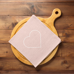 パステルモダンピンク&ミニマルハートラブリーギフト キッチンタオル