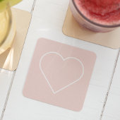 パステルモダンピンク&ミニマルハートラブリーギフト スクエアペーパーコースター