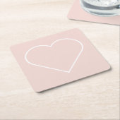 パステルモダンピンク&ミニマルハートラブリーギフト スクエアペーパーコースター (アングル)